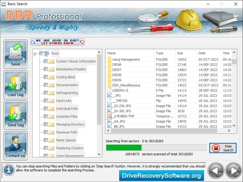 Screenshot of Professional Data Restoration Utility