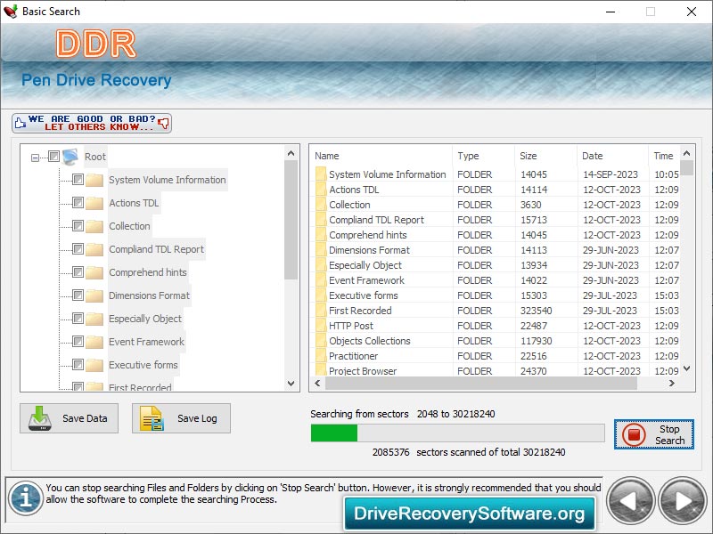 Screenshot of Software for USB Drive Revival