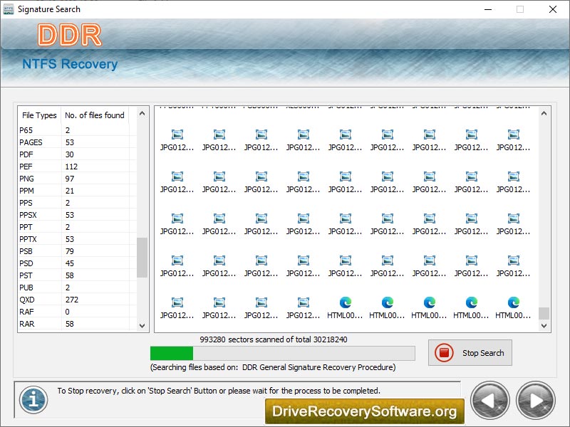 Screenshot of NTFS Data Recovery Application